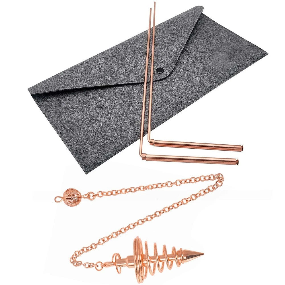 Set of 4 Brass Rods with Pendulum Tools for Mineral and Water Dowsing