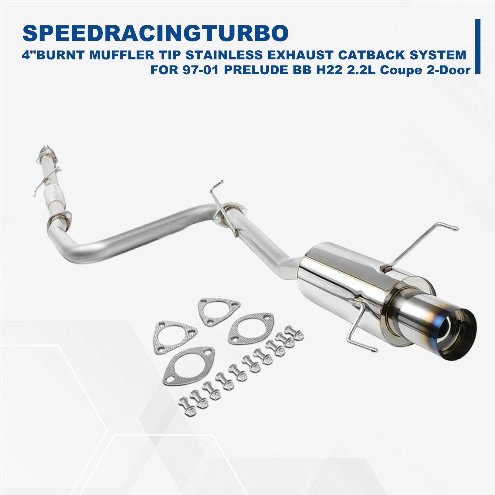 4" Burnt Muffler Tip Stainless Exhaust Catback System for Honda Prelude (1997–2001)