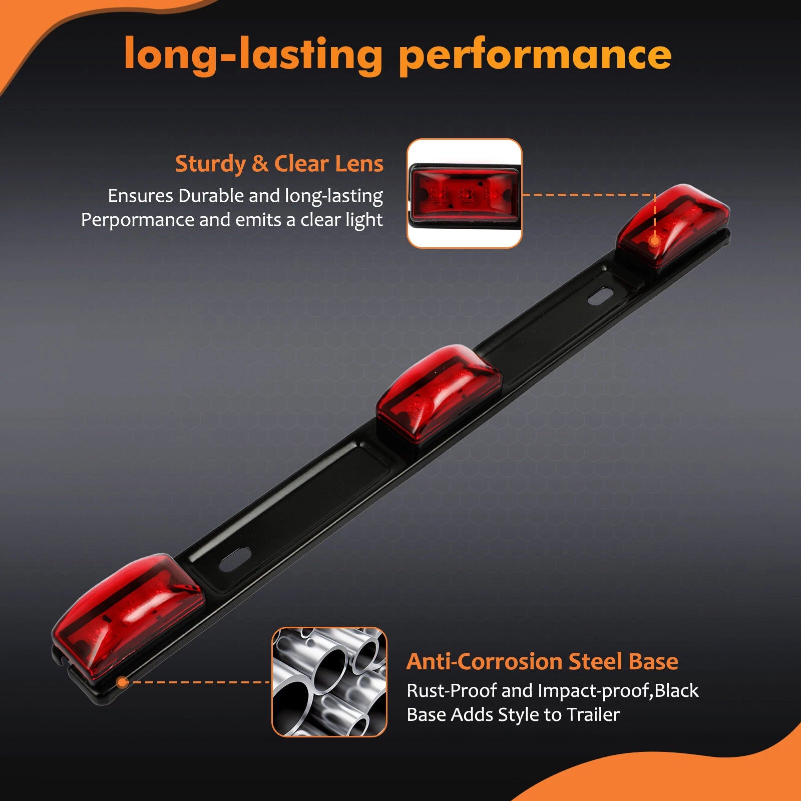 Red LED Rear Clearance Marker Light Bar for Truck Trailer