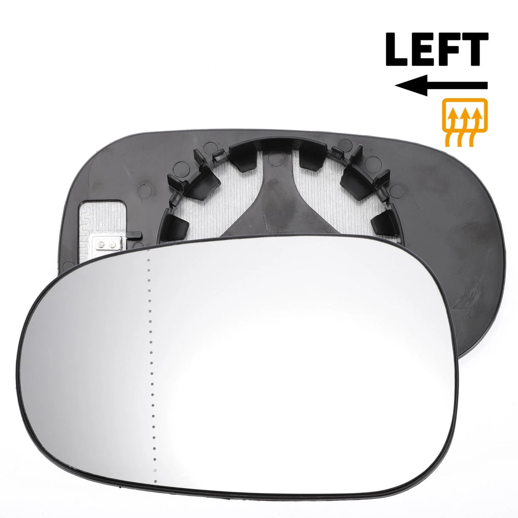 Left Side Heated White Mirror Glass for Nissan Micra (2002–2009)