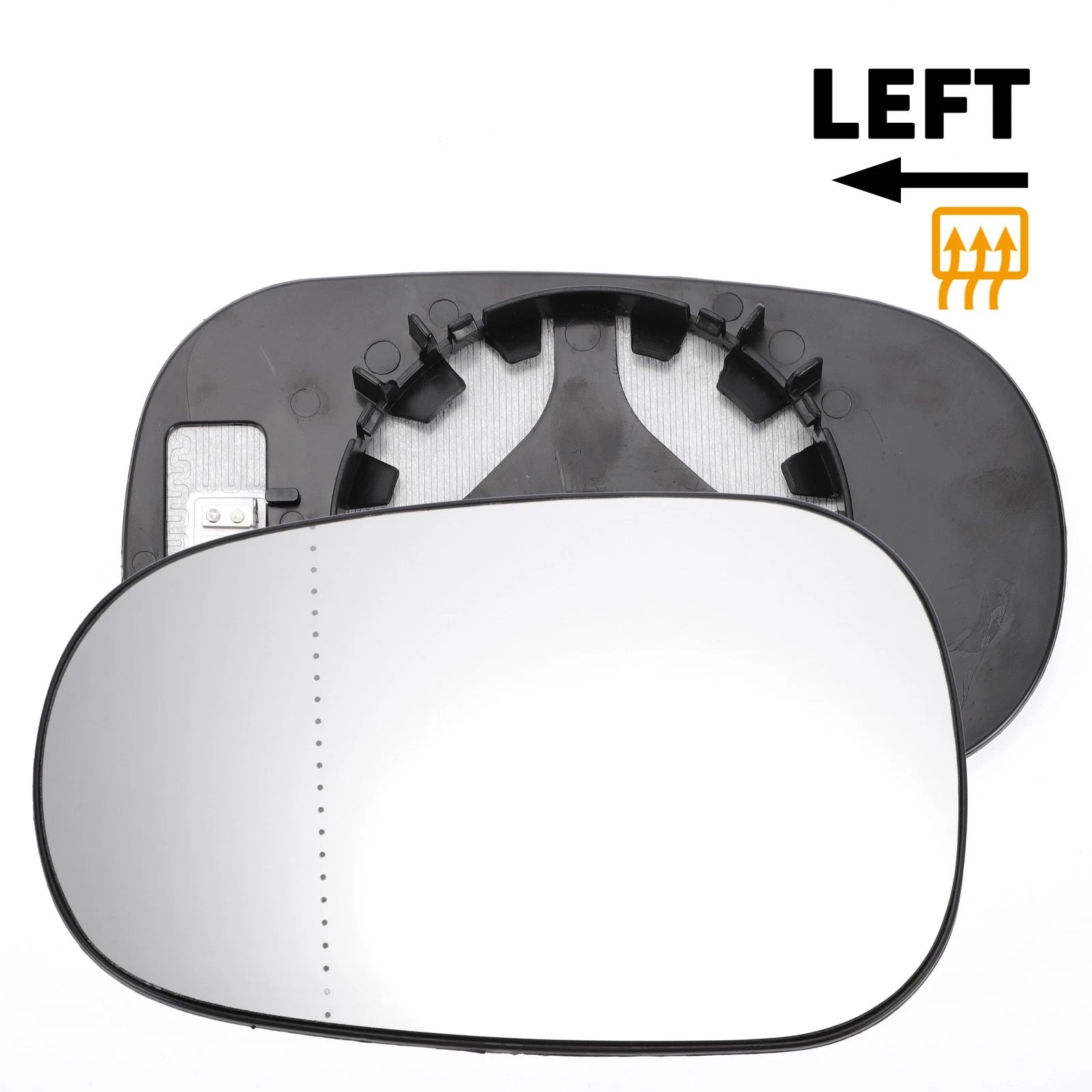 Left Side Heated White Mirror Glass for Nissan Micra (2002–2009)
