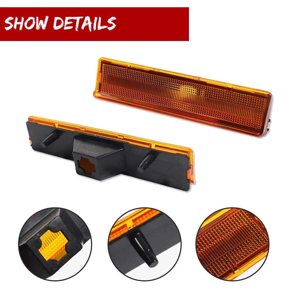 2X Amber Lens Front Side Marker Light Housings for Ford F150 F250 F350