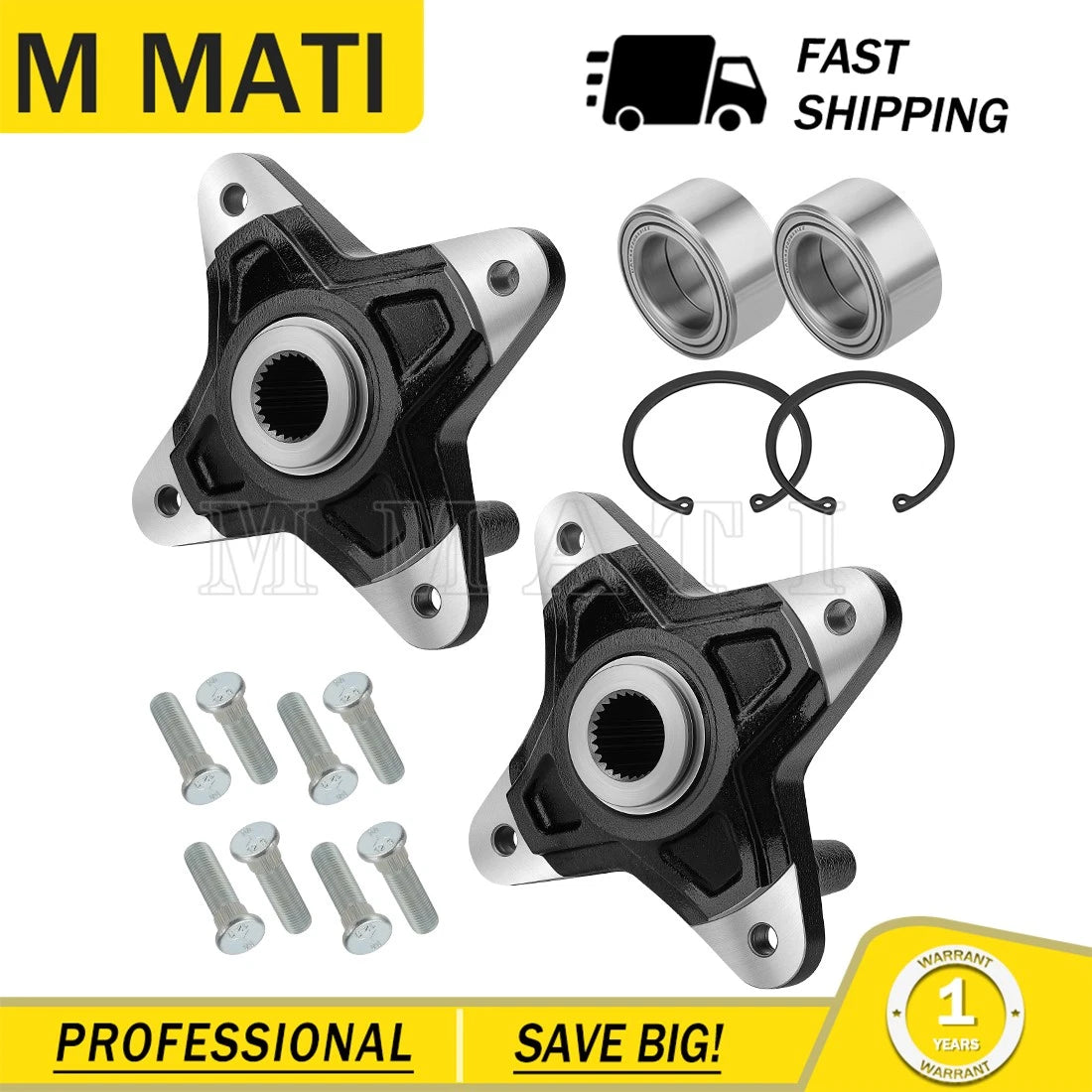 2X Rear Wheel Hub with Bearings for Polaris RZR 900 RZR 4 900 (2011–2014)