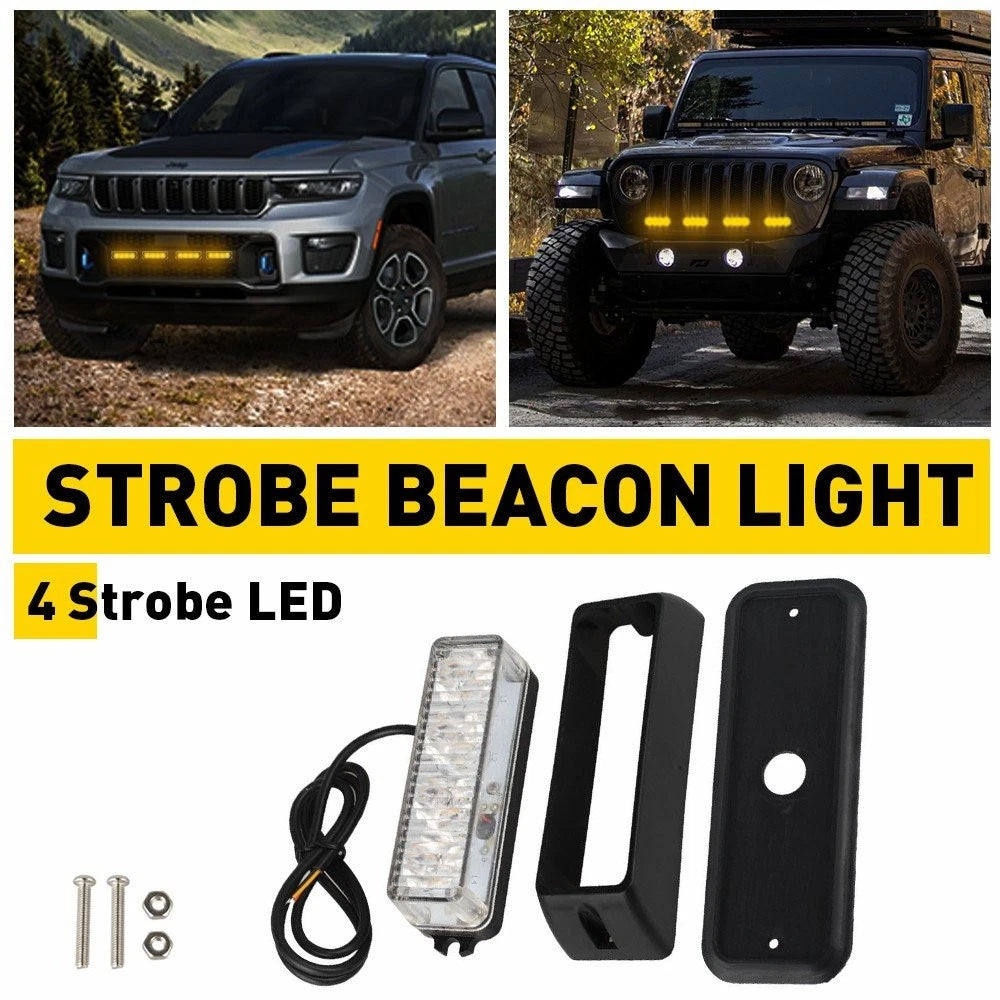 4 LED Strobe Light Bar for Car Foglights Trucks Dash Hazard Lamp Amber