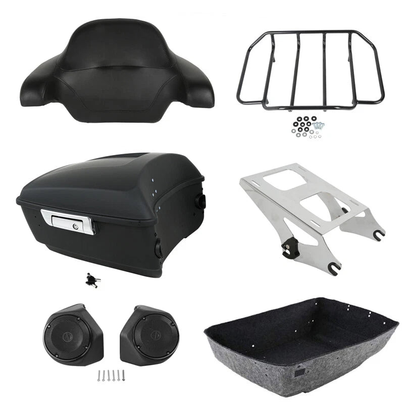 Matte Black Trunk Pad Rack Speaker for Harley Touring Road Glide (2014–2026)