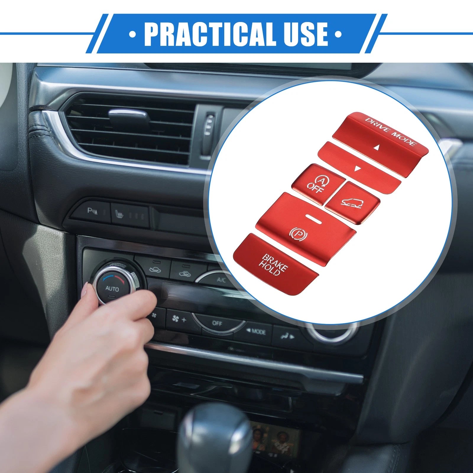 6Pcs Center Console Handbrake Drive Button Cover Trim for Honda CR-V (2023)