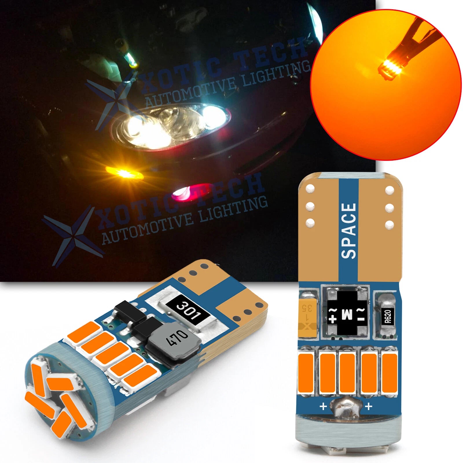 LED Side Marker Light Bulbs for T10 168 194 192 175 (3K Amber) (2010–2019)