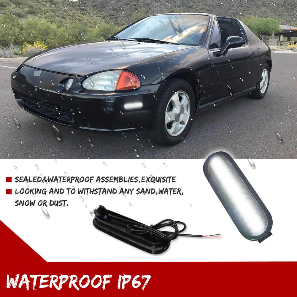 Smoked White LED Front Bumper Side Marker Lights for Honda Del Sol (1993–1997)