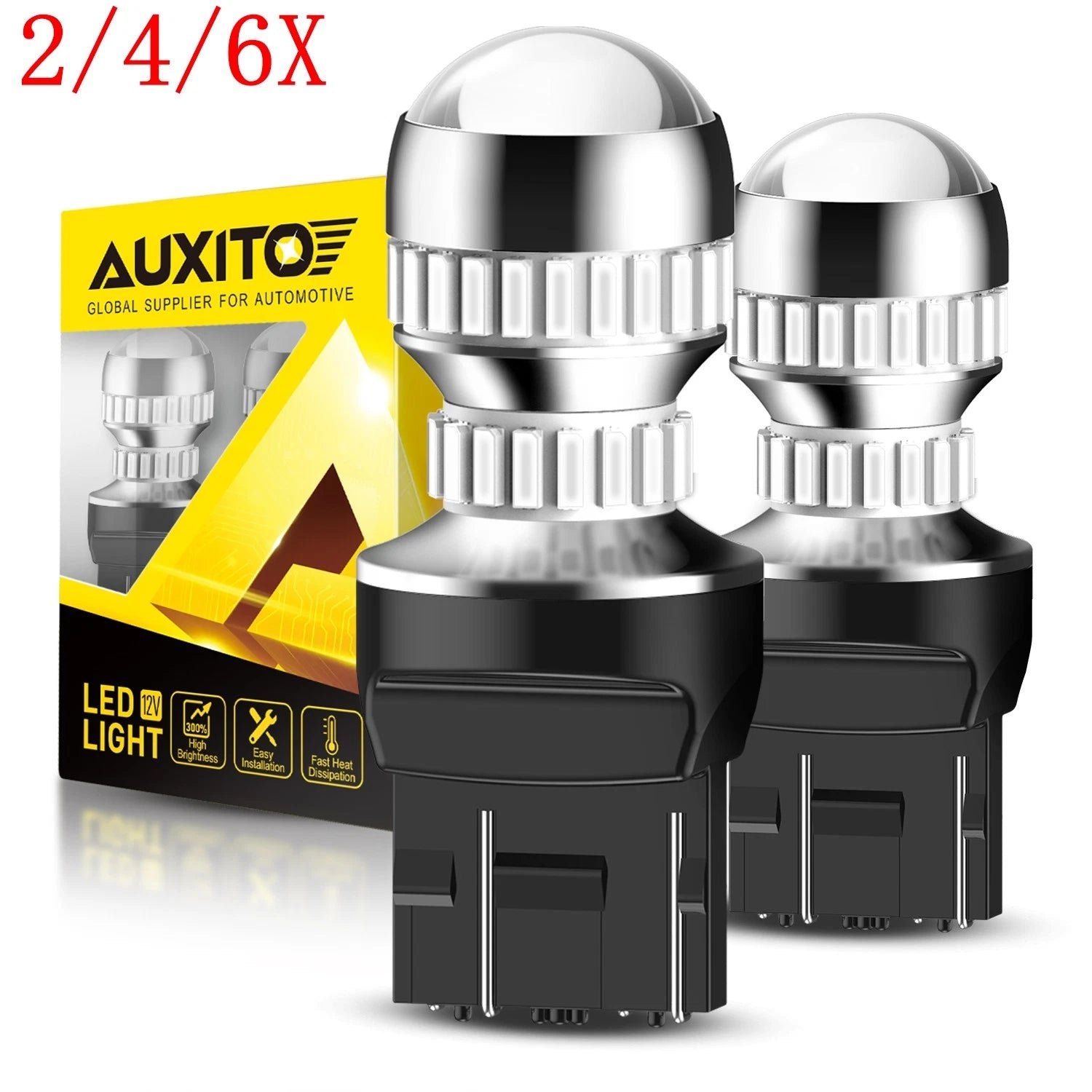 2X 7443 LED Red Strobe Brake Stop Tail Parking Light Bulbs for