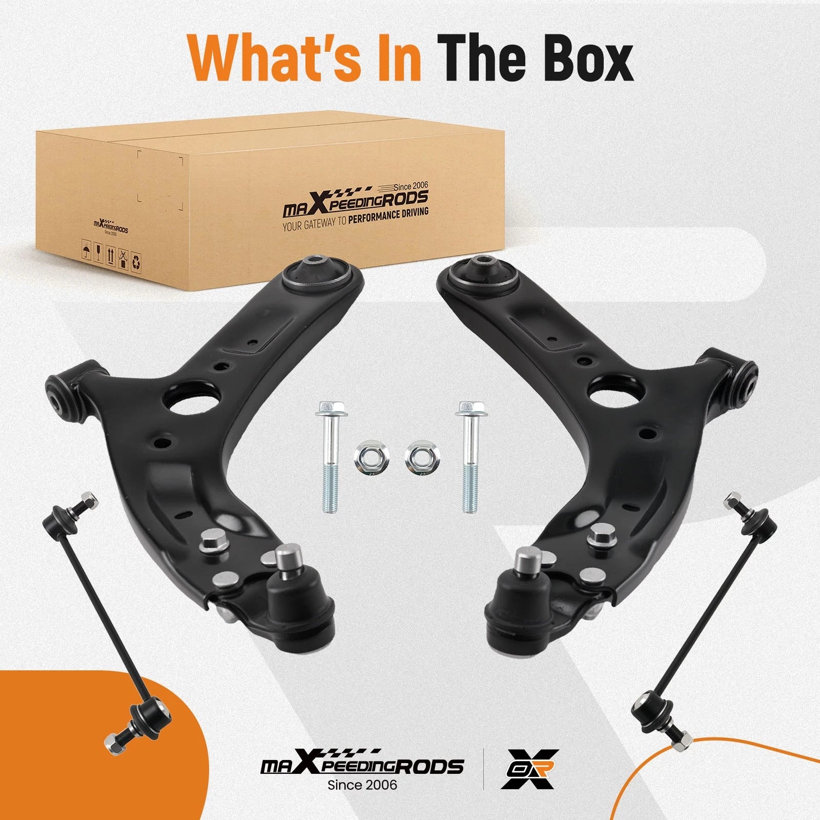 Set of 4 Control Arms and Sway Bar Links for Kia Soul (2014–2019)