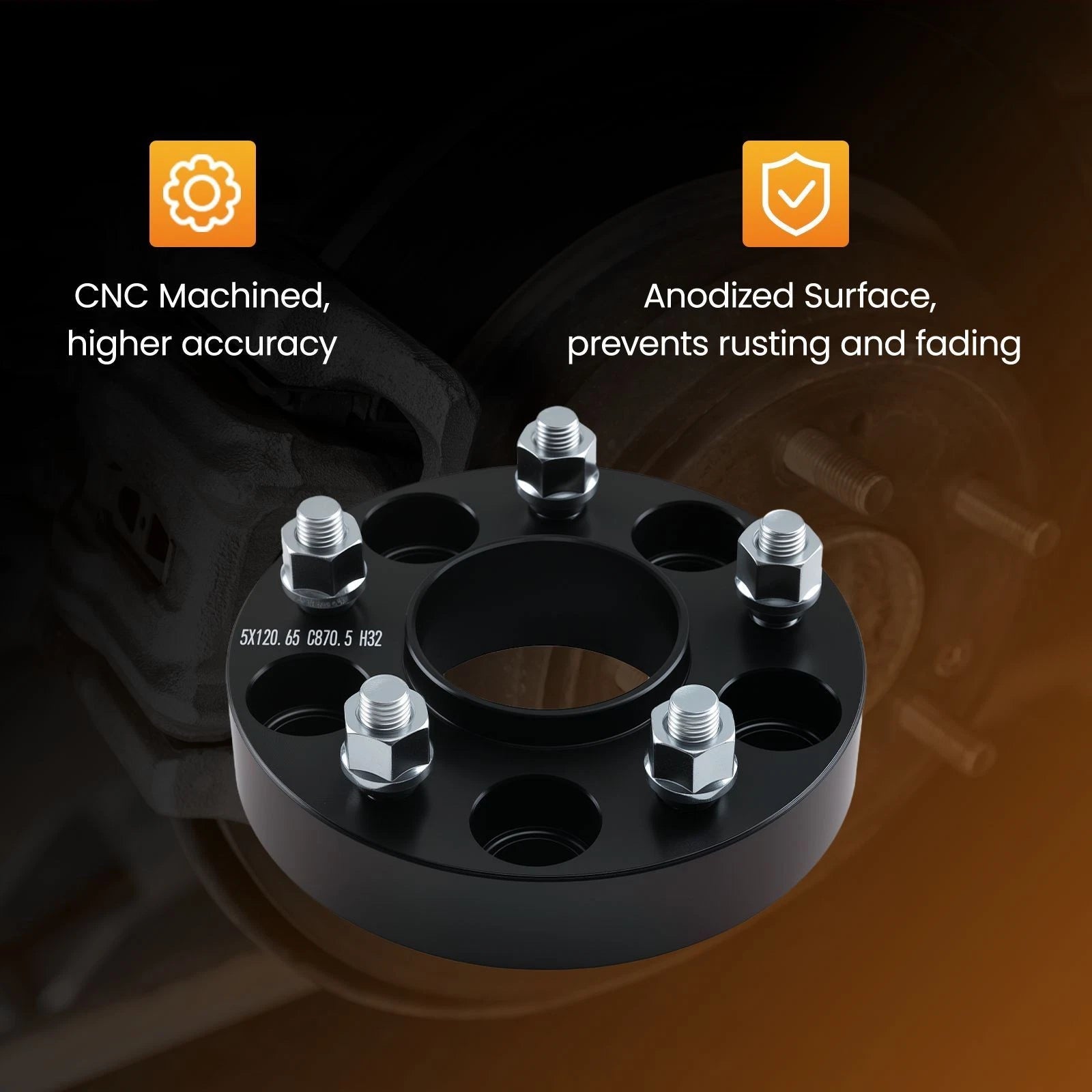 Set of 4 Wheel Spacers for Cadillac XLR Corvette (2004–2009) 5x4.75 70.5mm M12x1.5