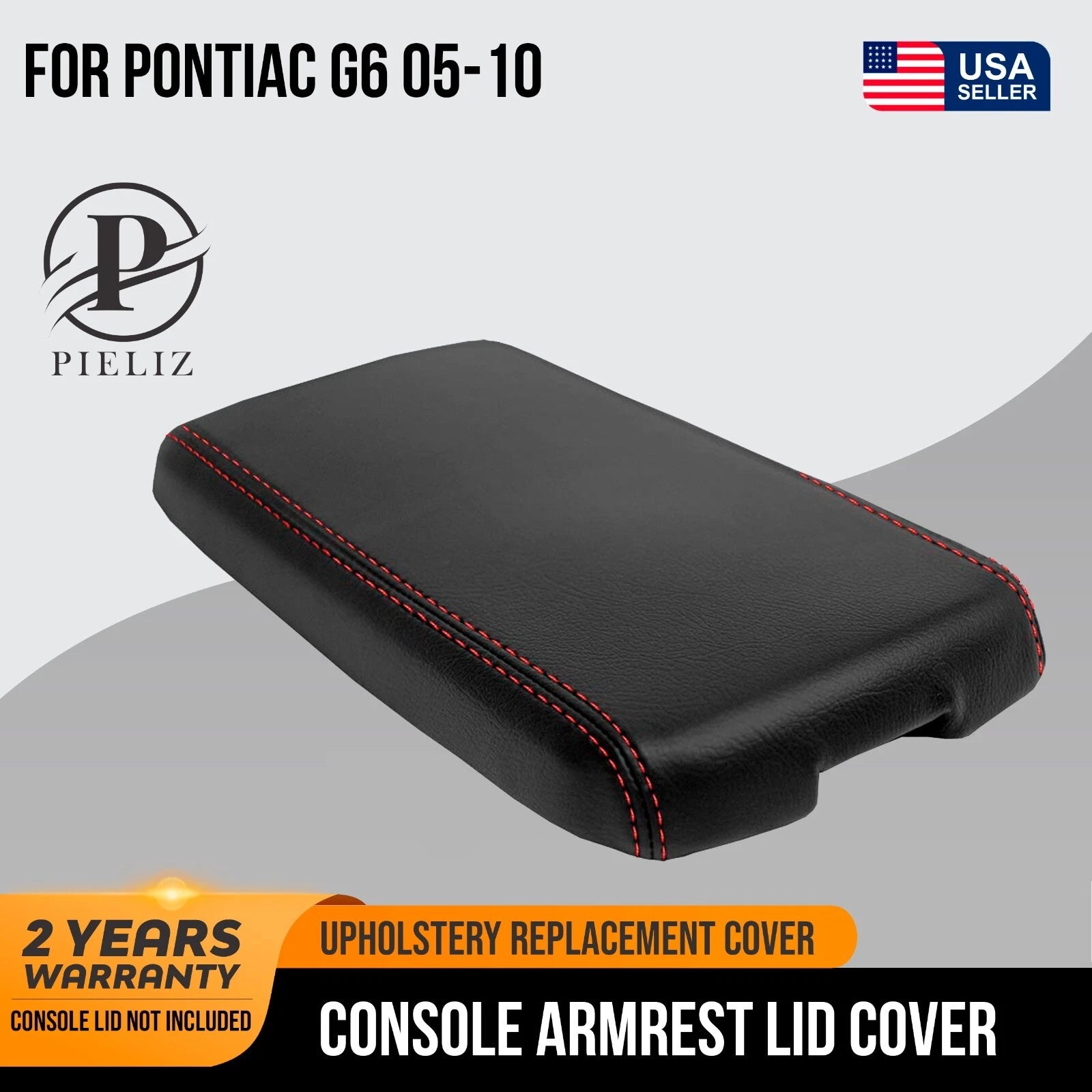 Center Console Armrest Cover for Pontiac G6 (2005–2010) Red Stitch