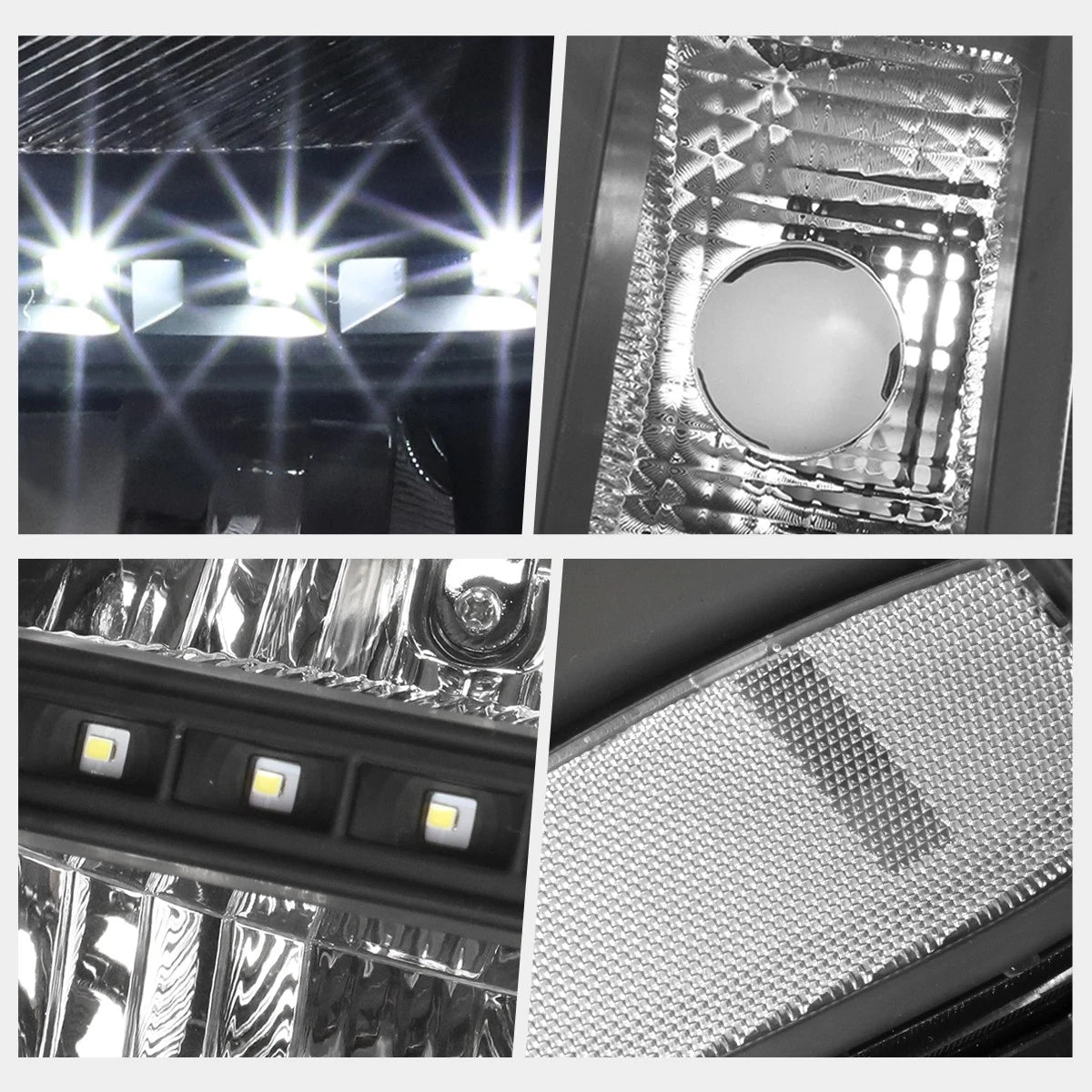 LED DRL Strip Headlights for GMC Sierra (2007–2014) - Black Housing Clear Corner