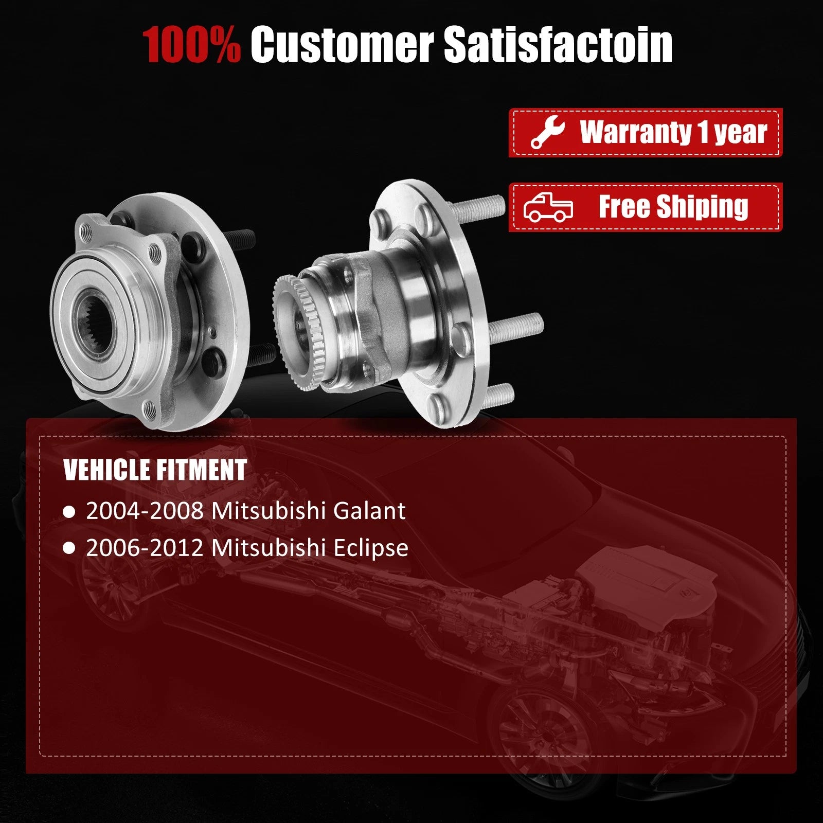 Set of 4 Wheel Hub Bearing Assemblies for Mitsubishi Eclipse Galant (2004-2012)