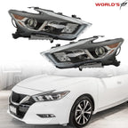 Headlights for Nissan Maxima (2016–2018) Halogen with LED DRL Black RH+LH