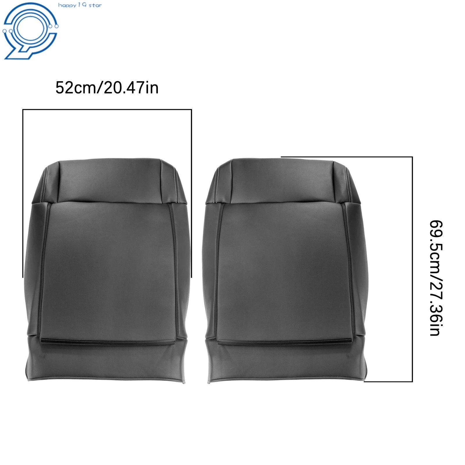 Pair of Seat Back Covers for Jeep Wrangler (2007–2012) Black Synthetic Leather