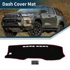 Dashboard Cover Mat for Toyota Hilux (2017–2020) with Sticker Black Red