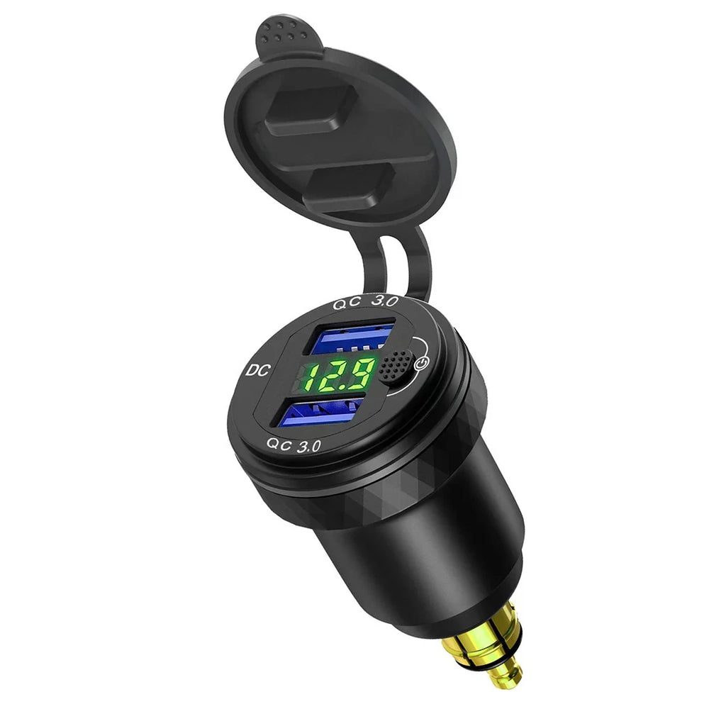 Dual USB Adapter Charger Socket for BMW - Voltage Meter (Fits Various Models)