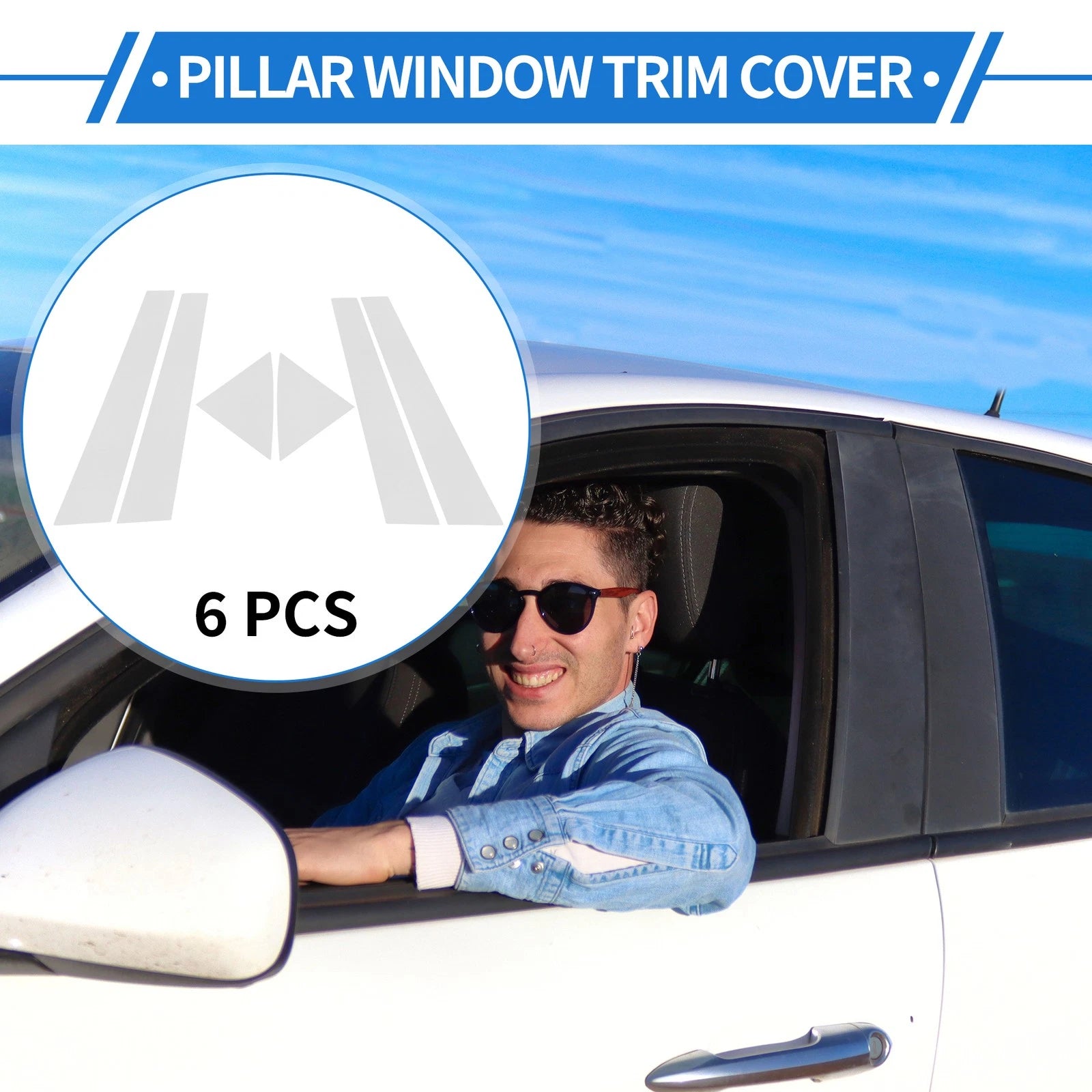 Set of 6 Door Pillar Window Trim for Kia Forte K3 (2009–2012) Chrome