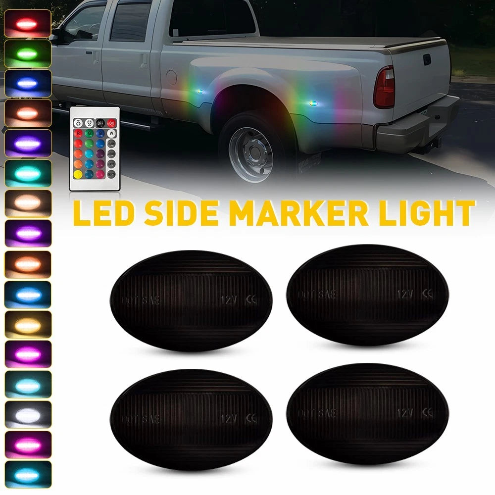 Set of 4 RGB Side Marker Lights for Ford F350 F450 F550 Super Duty (1999–2010)