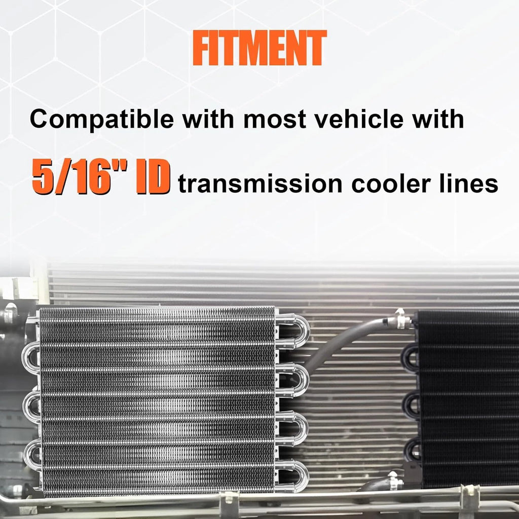 8 Rows Universal Aluminum Remote Transmission Oil Cooler Radiator Kit