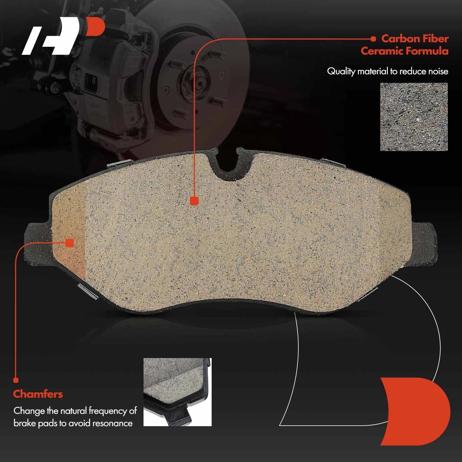Set of 4 Front Ceramic Brake Pads for Dodge Sprinter 2500 (2007-2009)