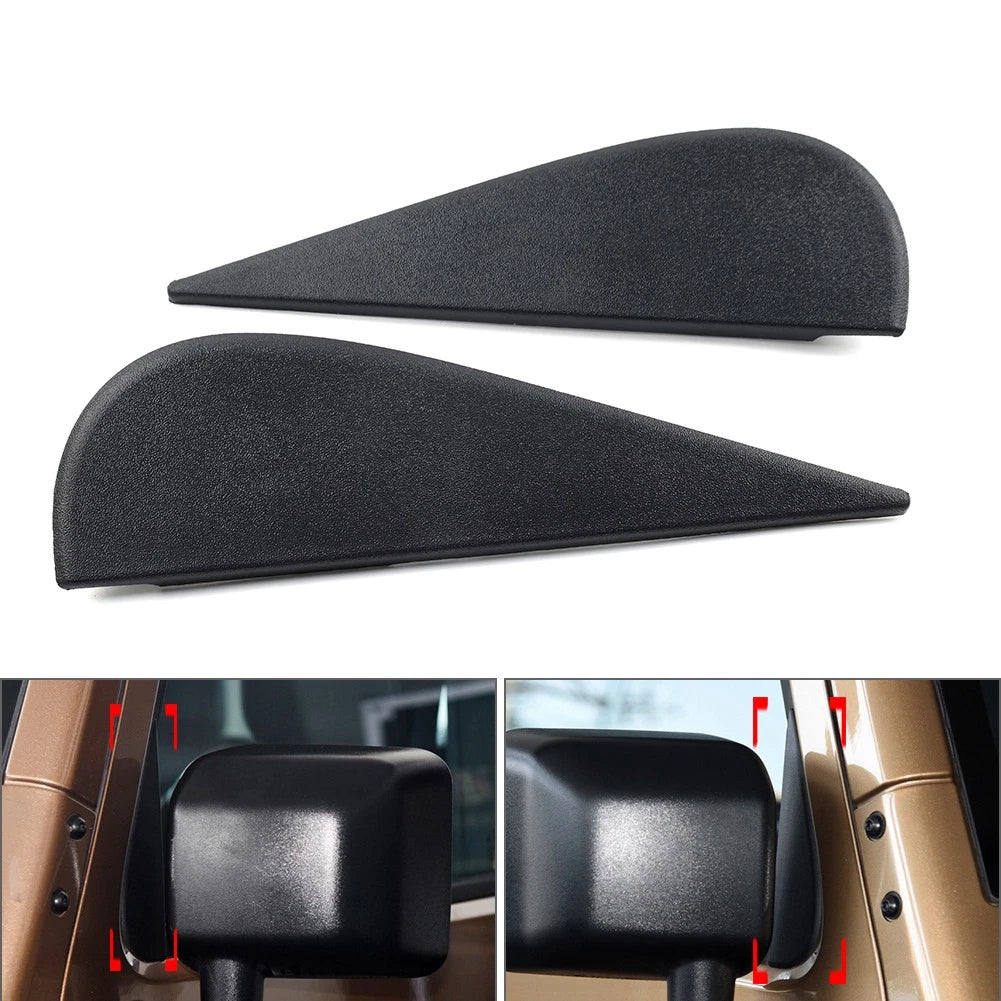 Set of 2 Door Side Mirror Triangle Flag Applique Black for Jeep Wrangler JK (2007–2018)