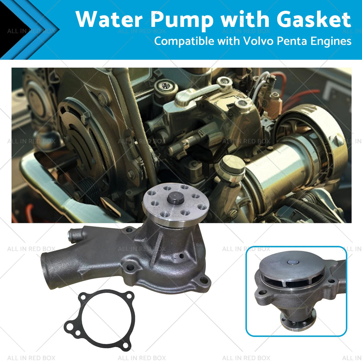 Water Pump with Gasket for Mercruiser Marine (884727, 814755, 2.5)