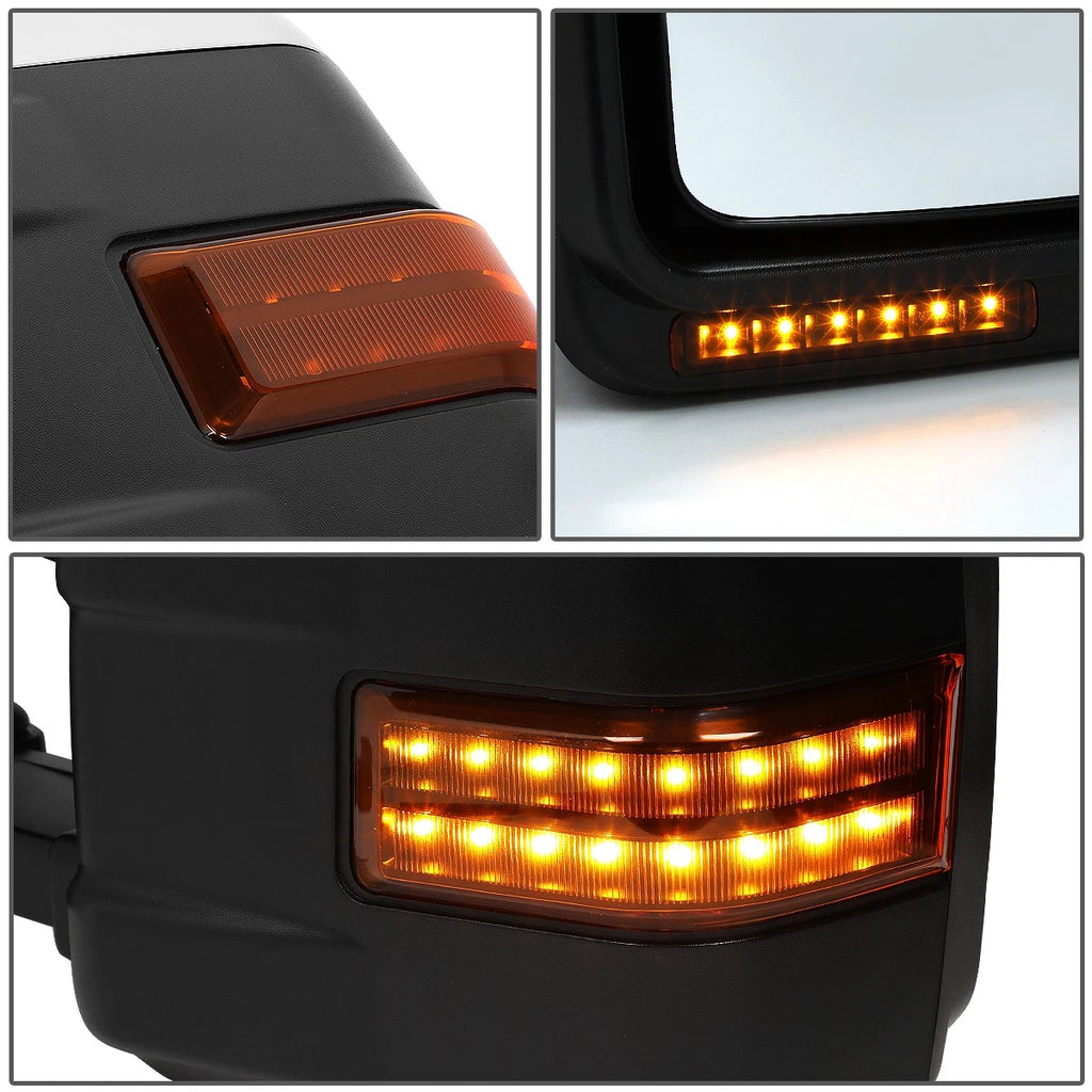 Pair of Manual Towing Mirrors for Ford Super Duty (2008–2016) w/LED Chrome