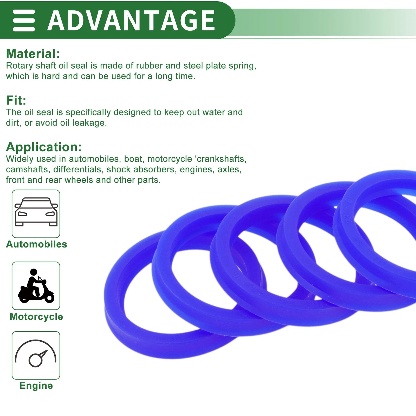 Set of 5 Oil Seal Rotary Shaft Seal 35x43x6mm TPU High Pressure