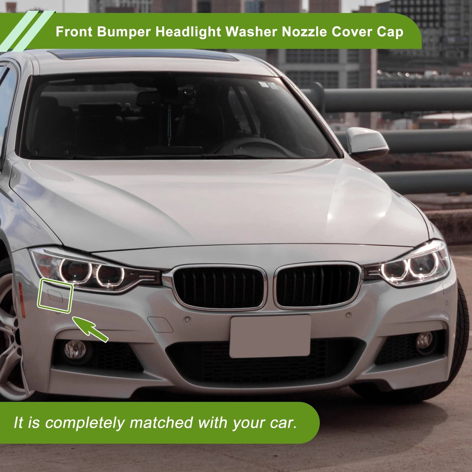 Washer Nozzle Cover Cap No.51118067970 for BMW 320i (2012–2019) Silver Tone