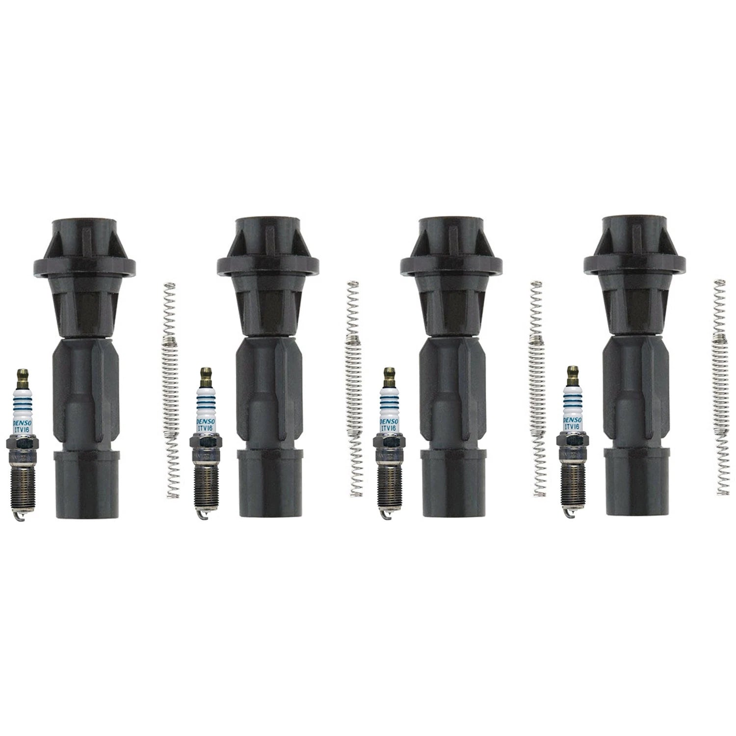 Set of 4 Denso Iridium Power Spark Plugs & Coil Boots for CX-7 Fusion Milan