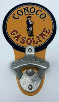 Conoco Gasoline Wall Mount Bottle Opener Vintage Metal Sign for Home Garage (—)