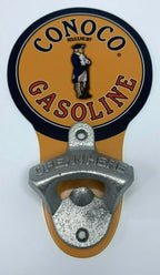 Conoco Gasoline Wall Mount Bottle Opener Vintage Metal Sign for Home Garage (—)