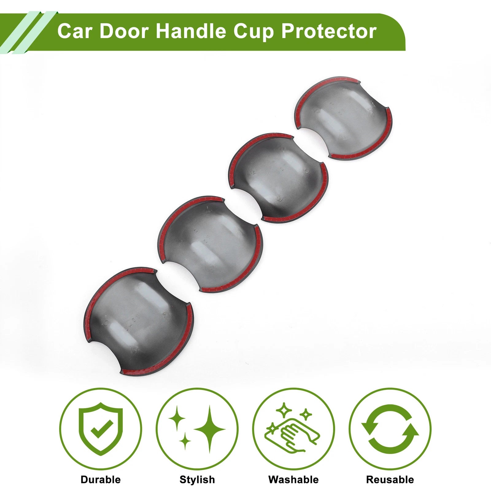 Set of 4 Door Handle Cup Protectors for Honda Civic 8th (2006–2011) Gloss Black