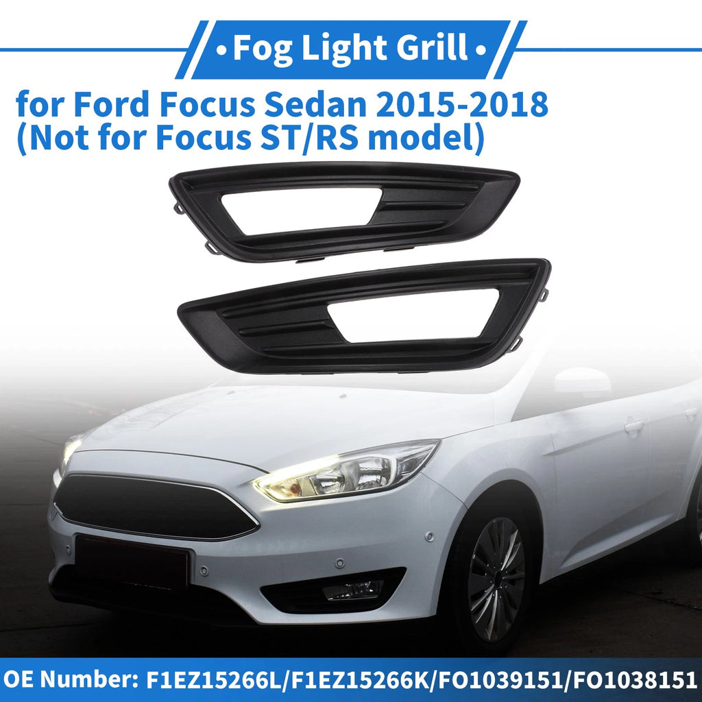 Fog Light Grill No.F1EZ15266L for Ford Focus Sedan (2015–2018) Black ABS 1 Pair