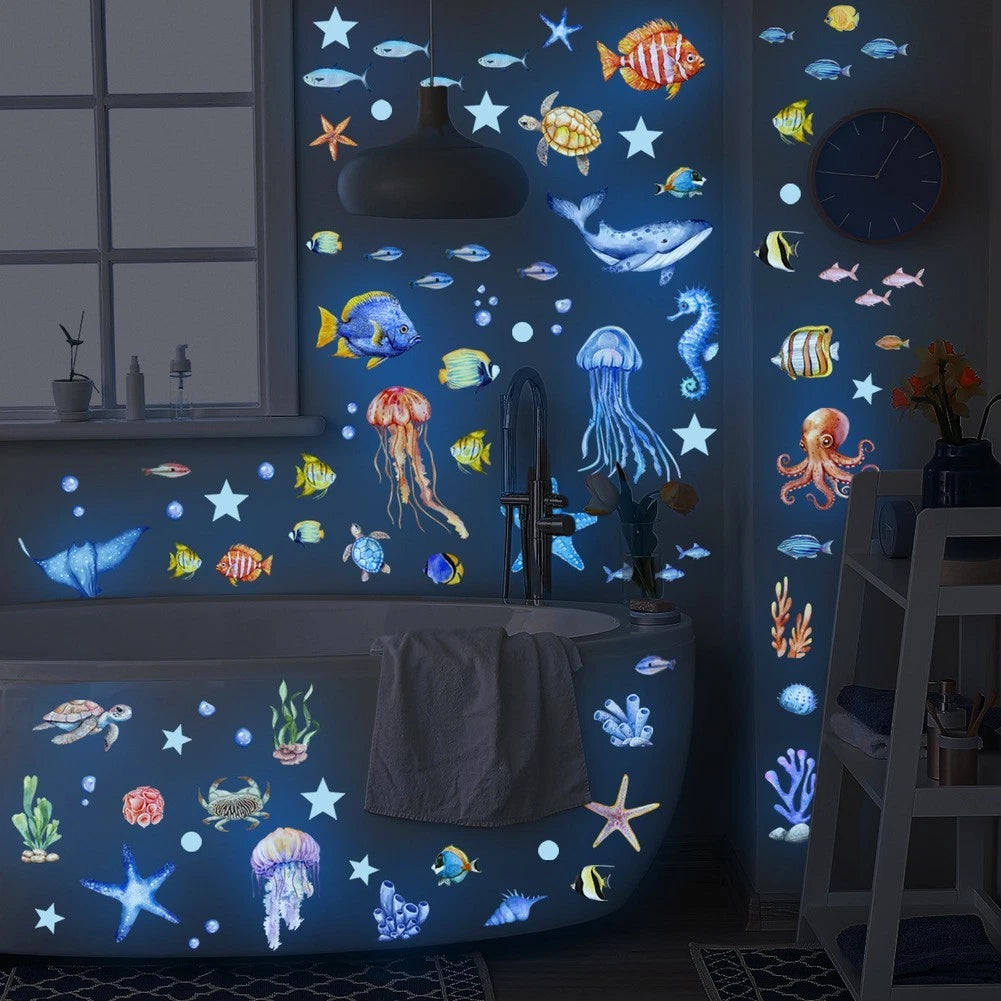 Glow In The Dark Sea Creatures Decor for Bedroom (PVC Material)