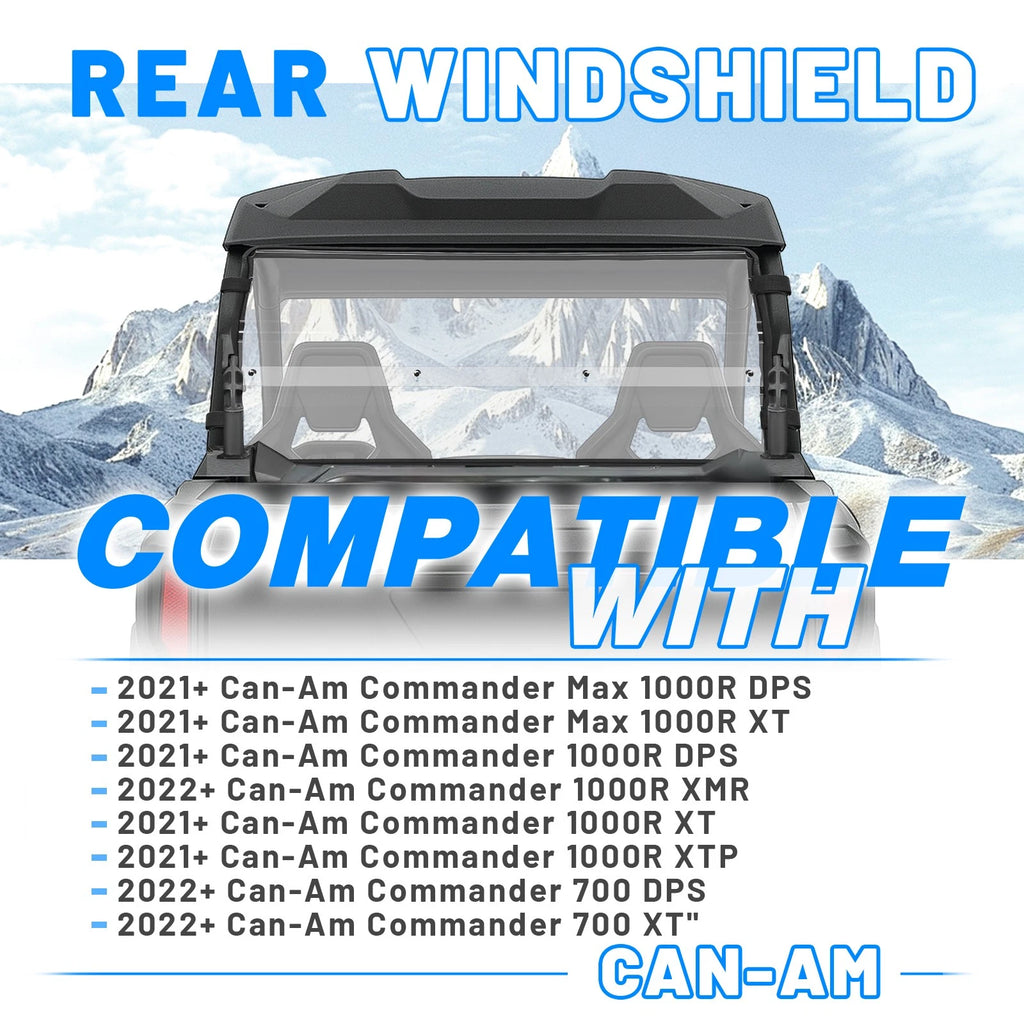 Clear Rear Windshield for Can-Am Commander 700/1000R (2021–2025)