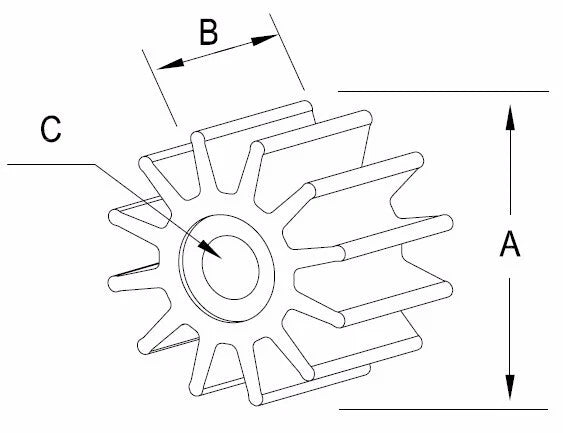 Flexible Impeller for Jabsco 1414-0001, 21414-0001, Yanmar 128170-42070