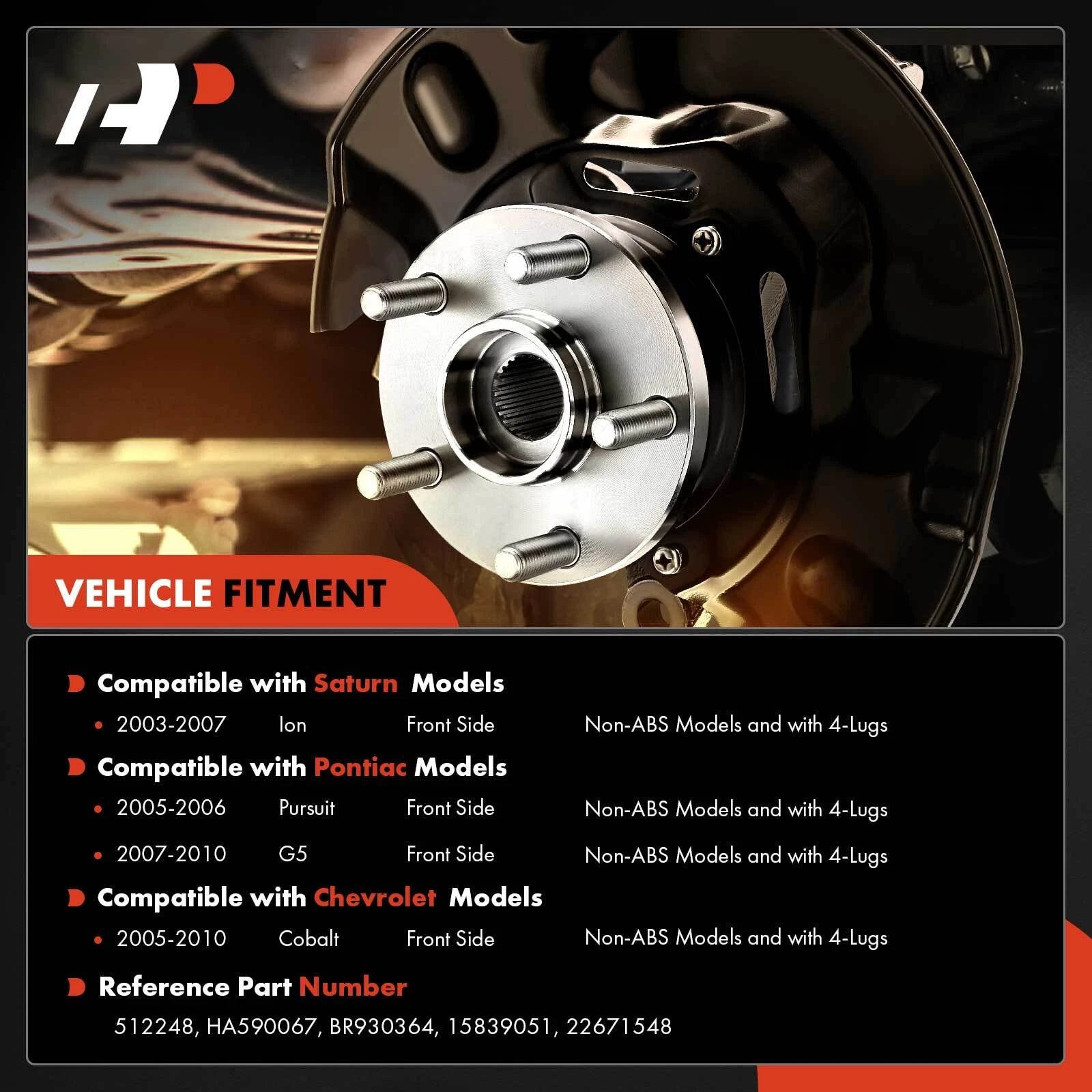 Front Wheel Hub & Bearing Assembly for Chevrolet Cobalt (2005–2010)
