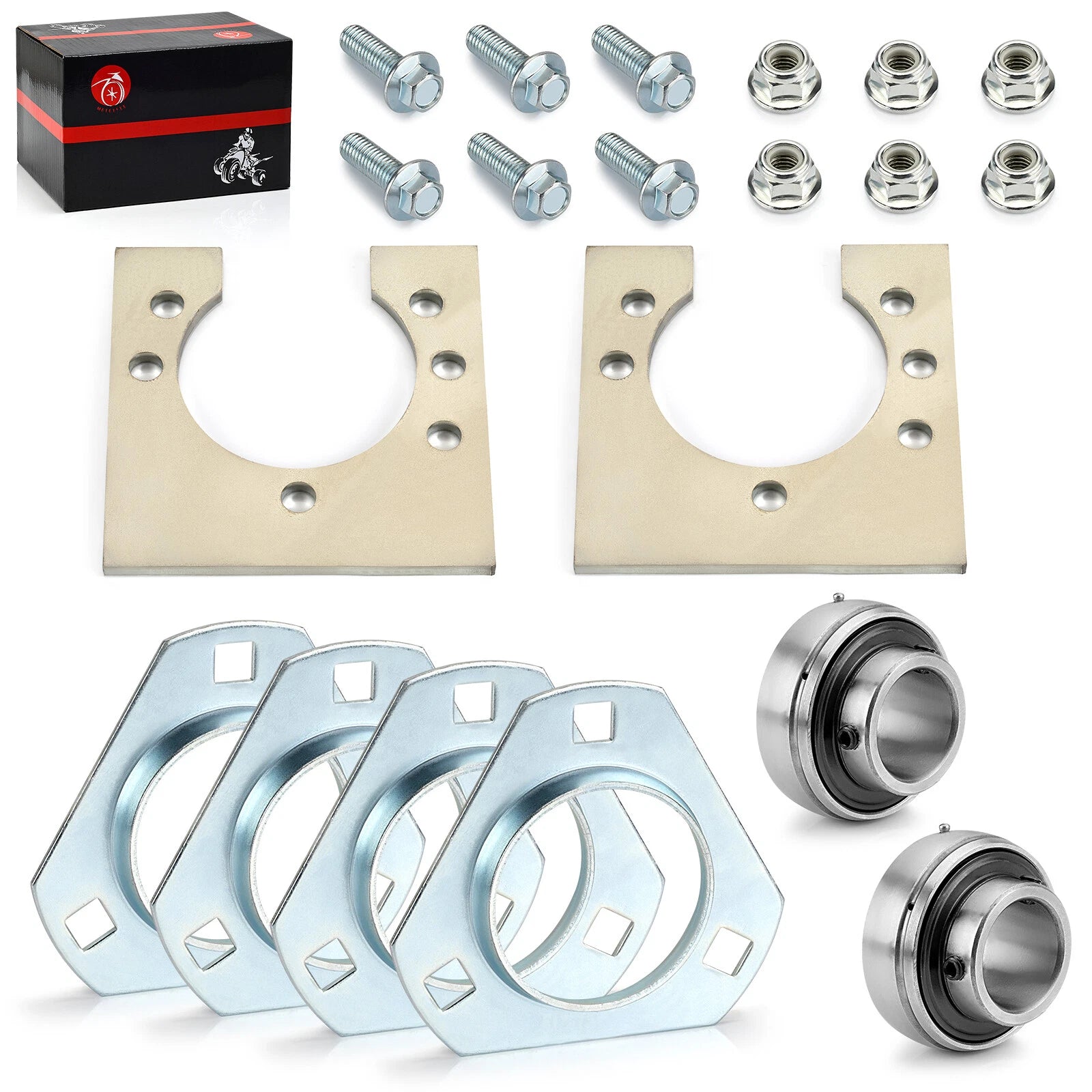 1" Live Axle Bearing Kit for Go-Karts Mini Bike (3-Hole Flangettes)