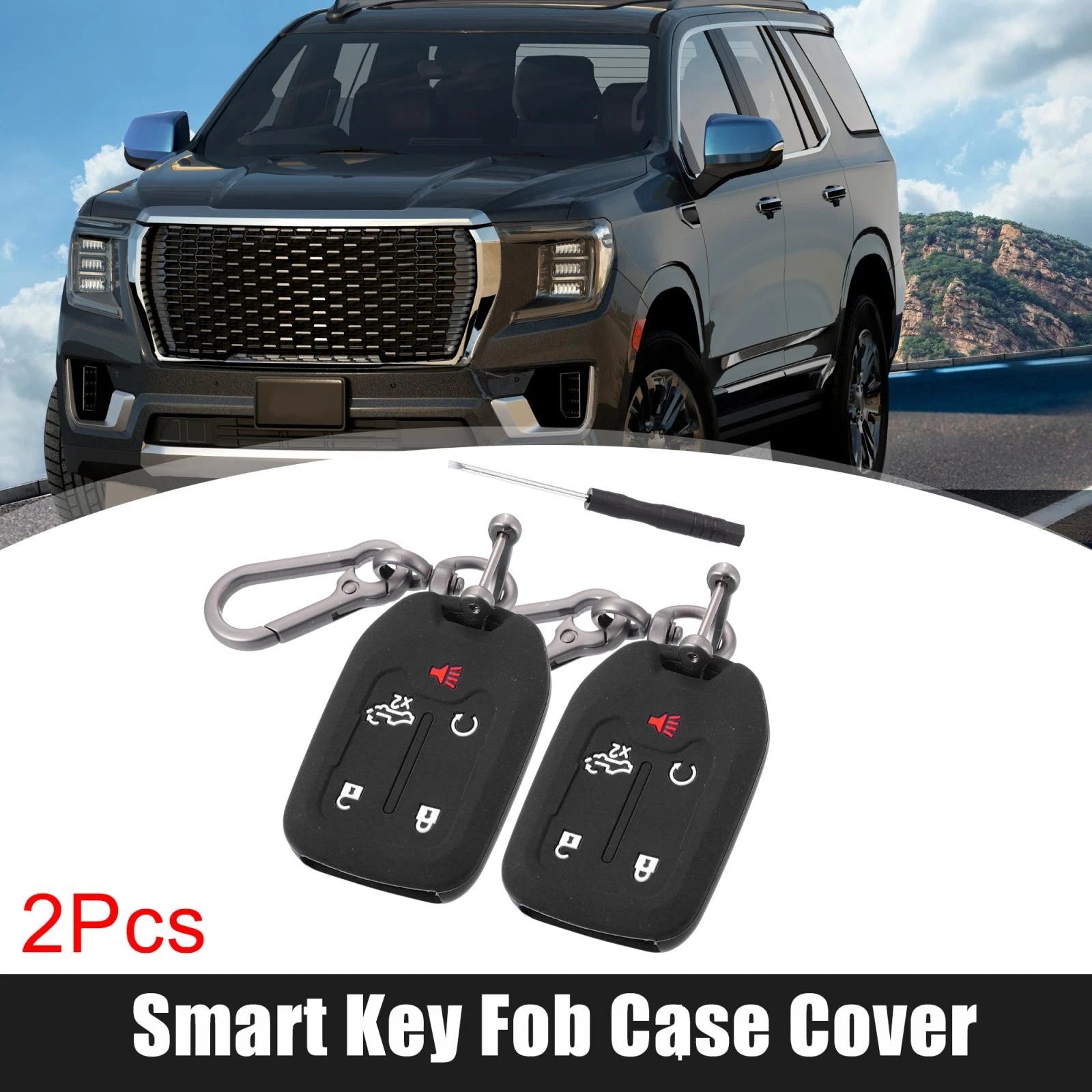 2X Silicone Smart Key Fob Case Cover for Chevrolet Silverado (2019–2022)