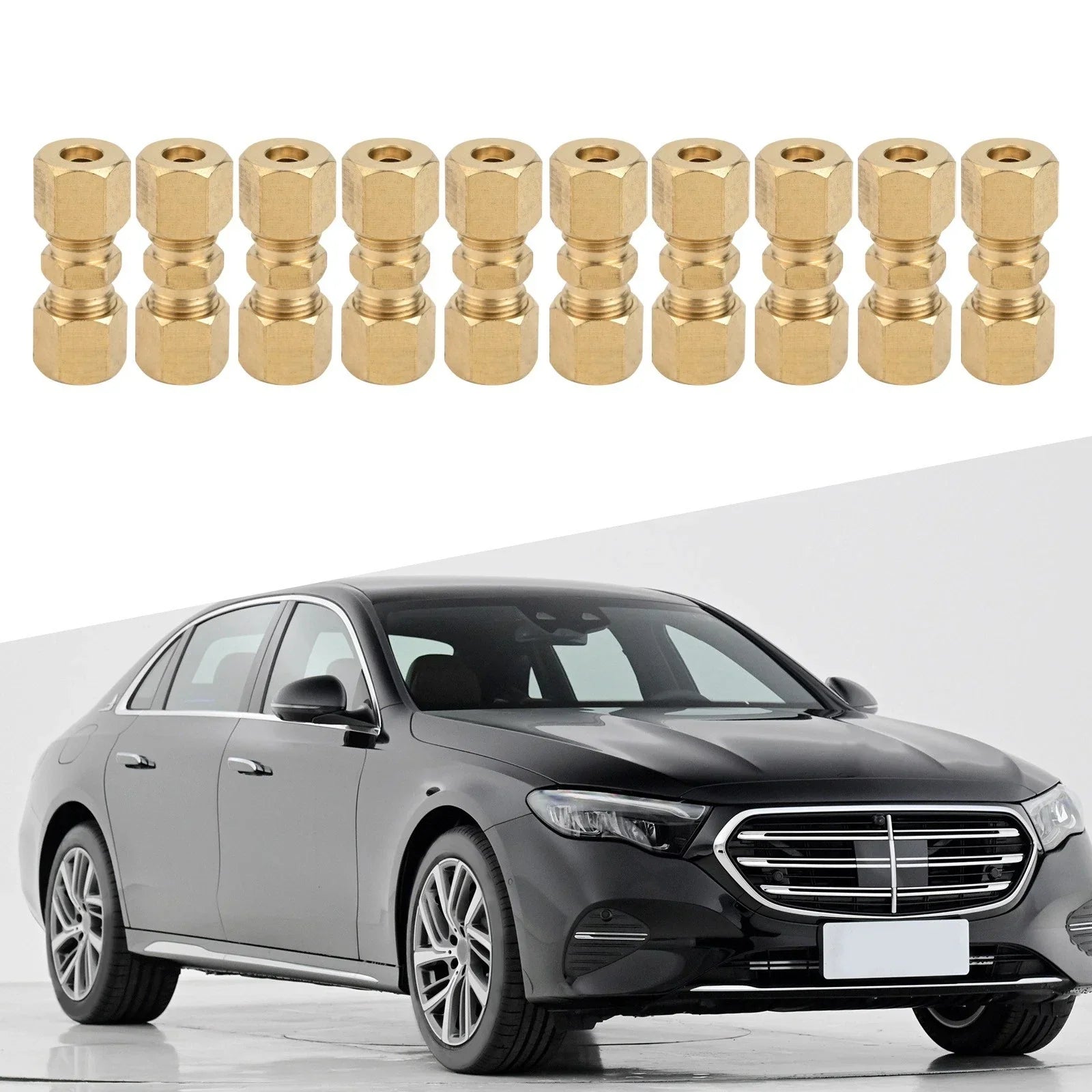 Brass Brake Line Union Fittings Set of 10 for Hydraulic and Fuel Lines