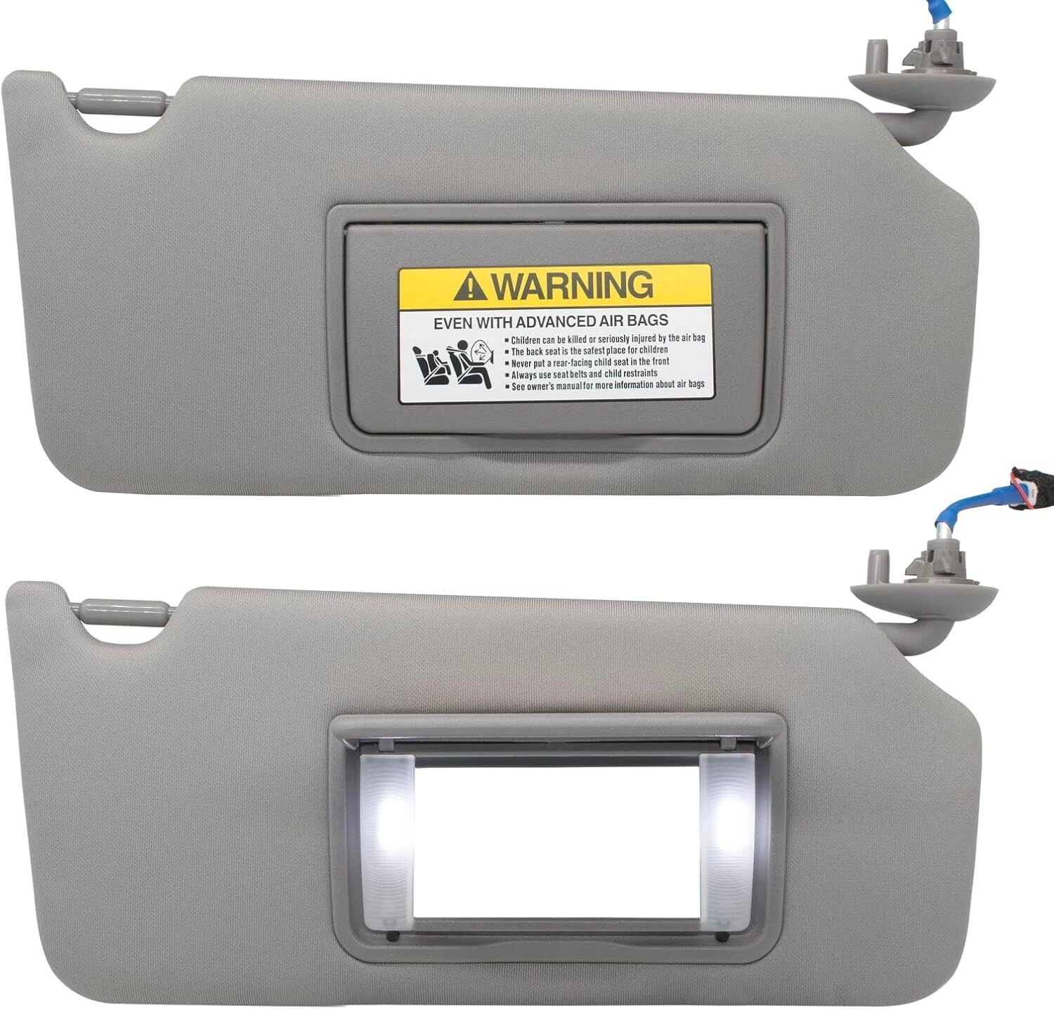1 Pair Gray Sun Visor for Honda Accord (2008–2017) 83280-TA5-A51ZA w/ Light & Mirror