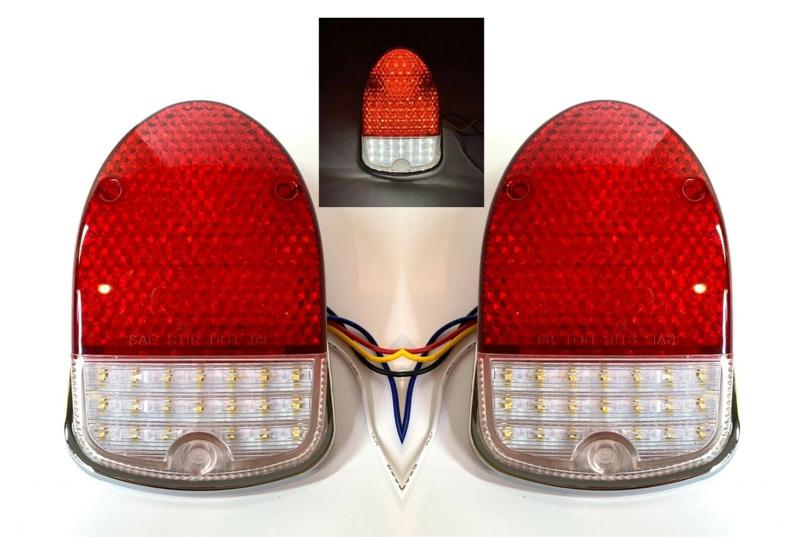 Pair LED Reverse Tail Light Assemblies for Volkswagen Beetle (1968–1970)