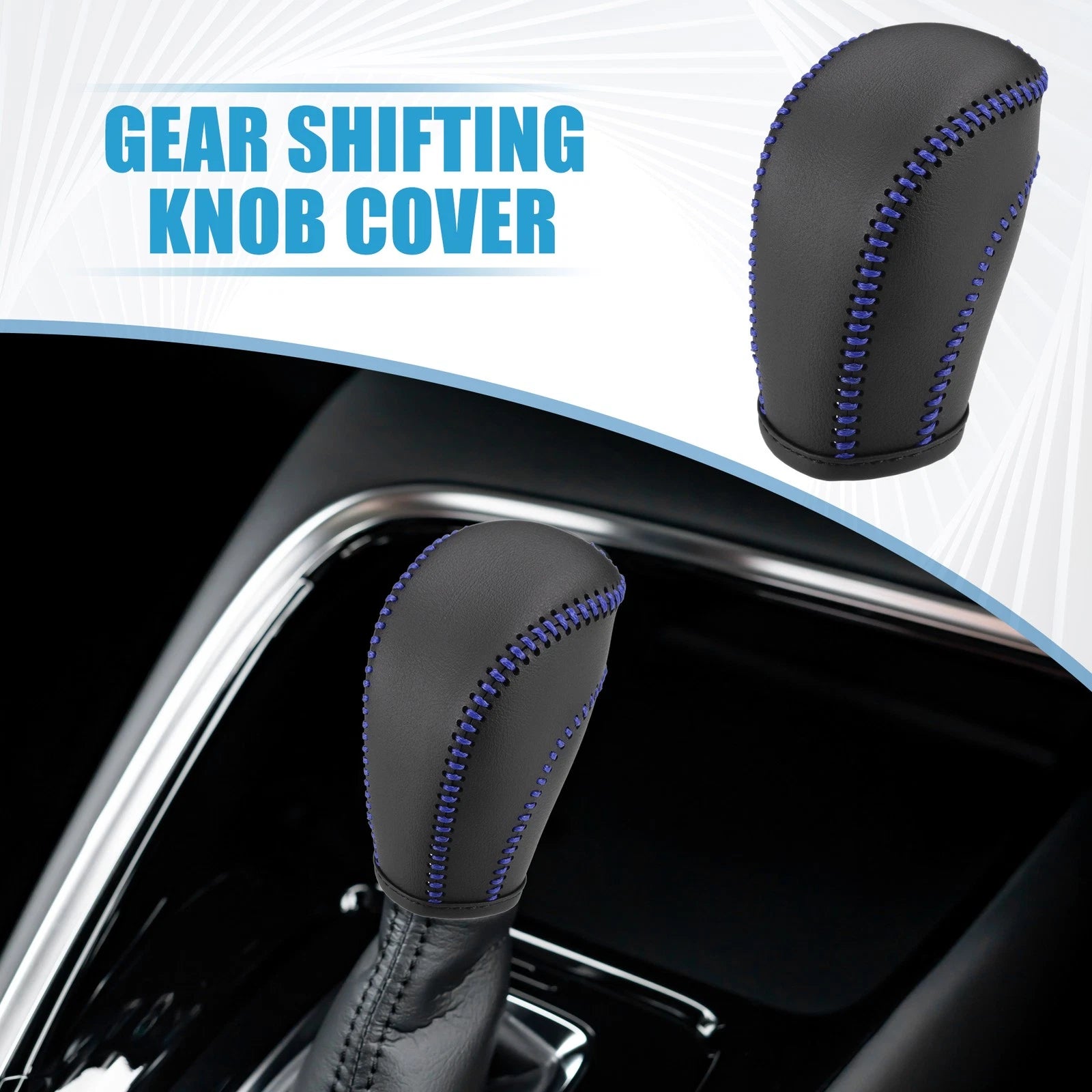 Gear Shift Lever Cover for Volkswagen Atlas (2018–2022) - Black, Blue Stitches