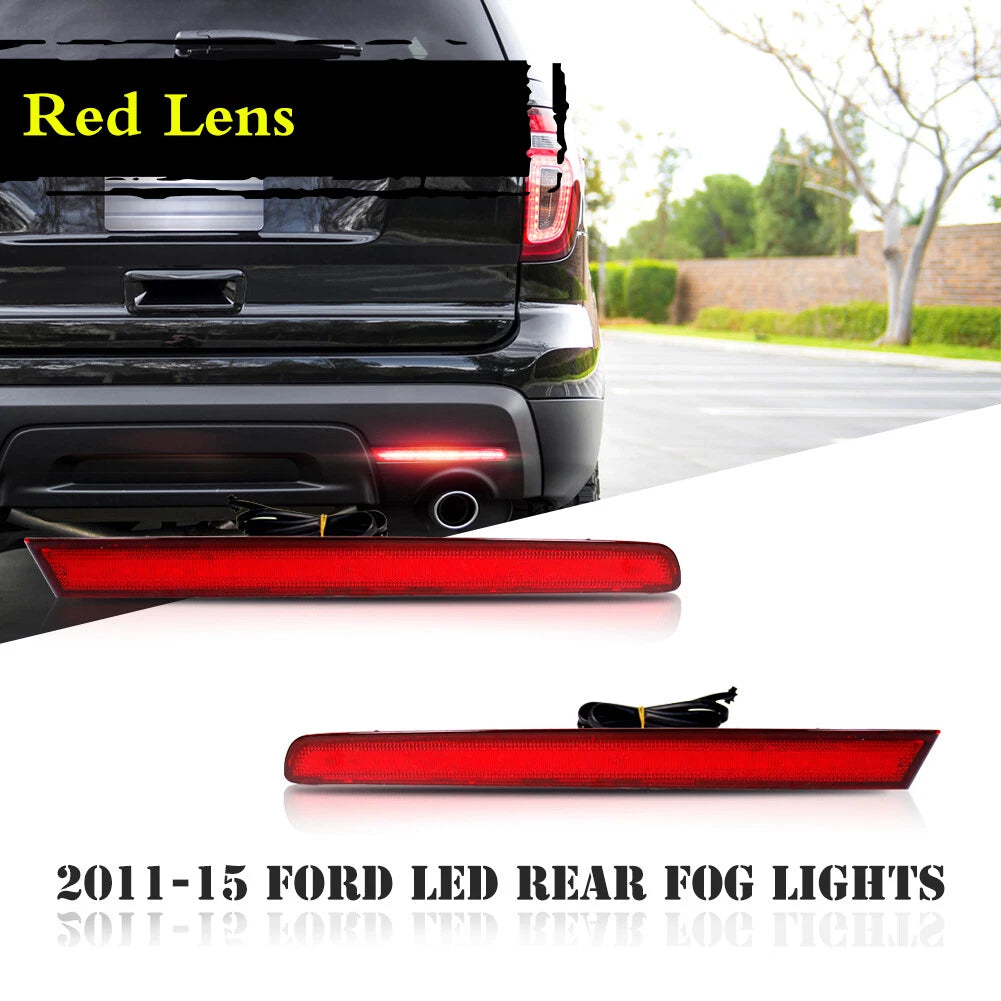 2X LED Bumper Reflectors Rear Fog Lights for Ford Explorer (2011–2015)