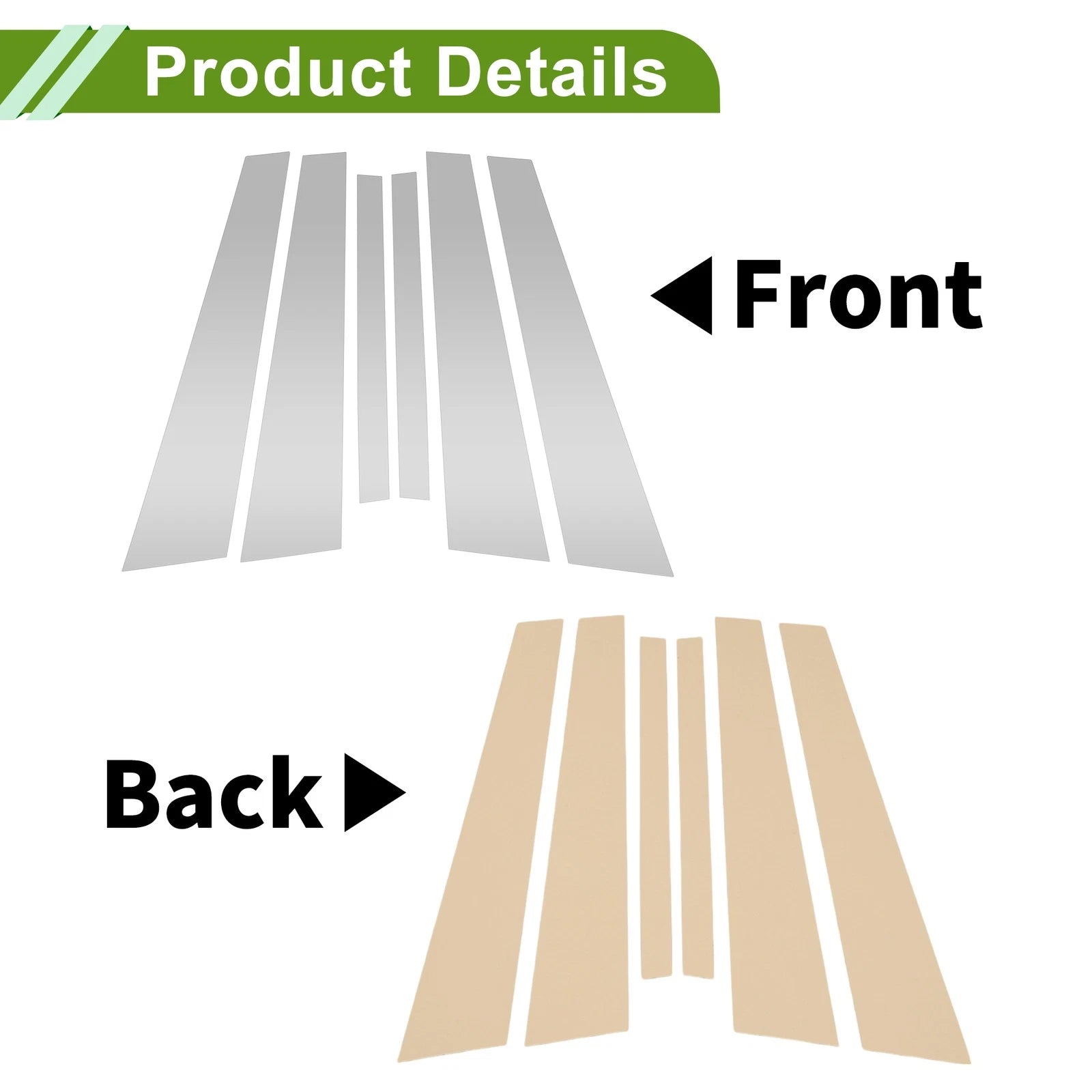 6 Pcs Door Pillar Window Trim for BMW 7-Series (2002–2008) Silver Tone