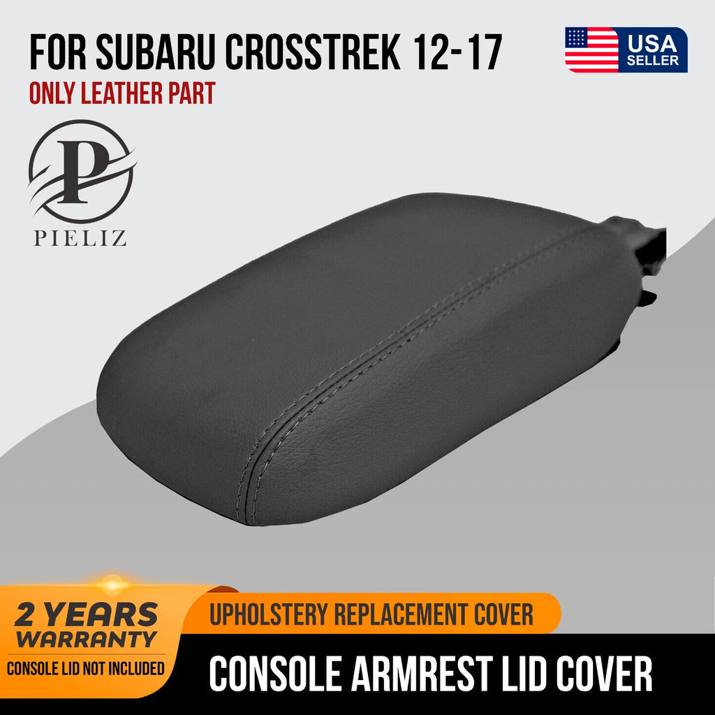 Leather Console Lid Armrest Cover for Subaru Crosstrek (2012–2017) Black