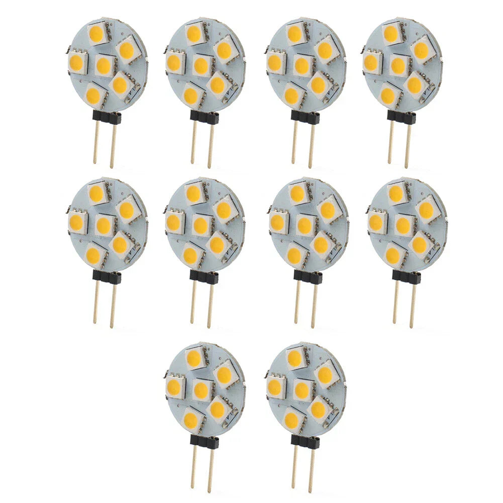 10 x DC12V G4 5050 SMD 6 LED Bulbs Warm White for Car